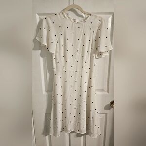 White with black polka dots dress